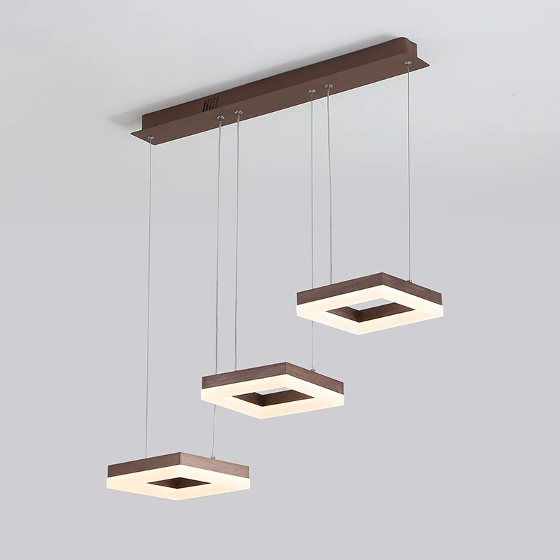 Square Brown Современные светодиодные подвесные светильники для кухни, столовой, кровати, комнаты, подвесные светильники, блестящий металлический+ акриловый подвесной светильник, подвесной светильник - Цвет корпуса: Square Brown
