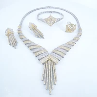 2021 new fashion luxury vintage crystal cz zircon necklace earring bracelet ring set wedding banquet bridal dressing jewelry set