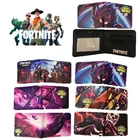 Кошелек Fortnite из искусственной кожи для мужчин, короткий бумажник двойного сложения с рисунком аниме-игры, для мальчиков и детей, кредитница с зажимом для денег, подарок на день рождения