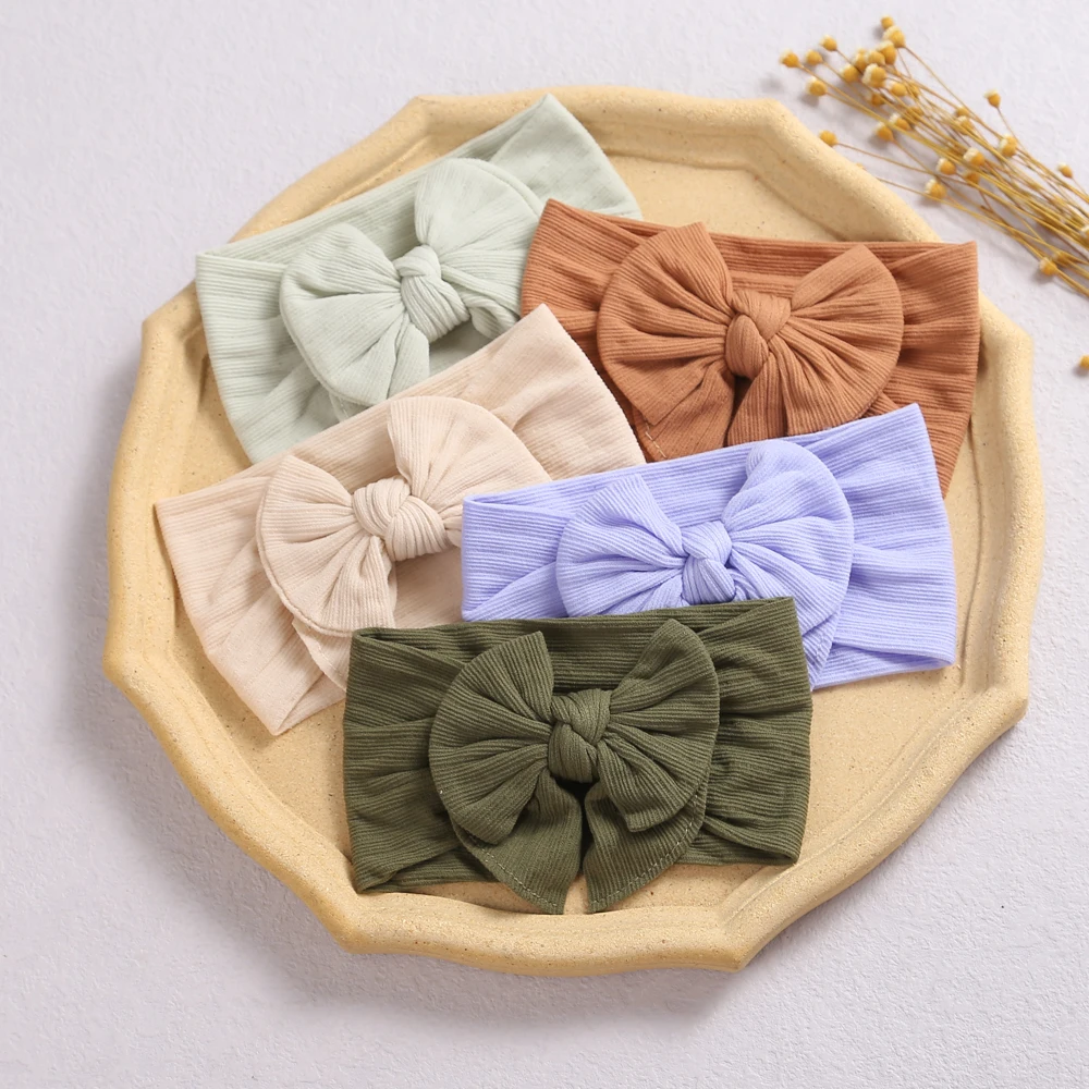 Baby Girl Nylon Headband Bowknot Headbands Solid Color Wide Turban Kids Strechy Hairband Hair Accessories Gifts 2021 New | Мать и ребенок