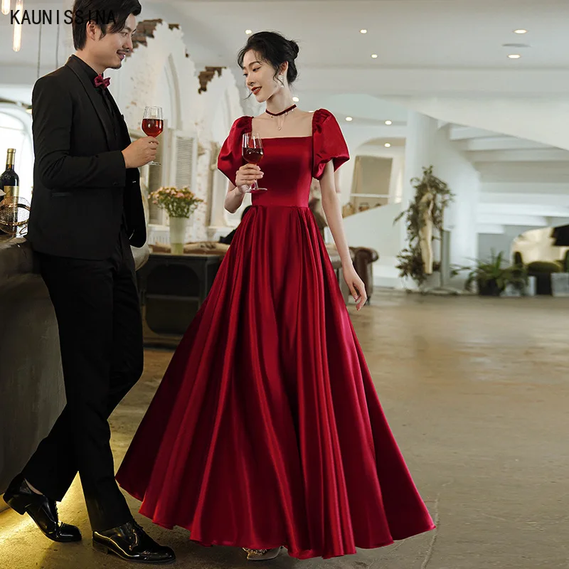 

Женское атласное платье для выпускного вечера, с квадратным вырезом