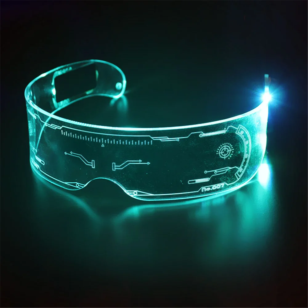 

Science Fiction Led Bungee Futuristic Technology Sense Glasses Ins Male Punk Female Bar Luminous Sunglasses Party Luminous Props