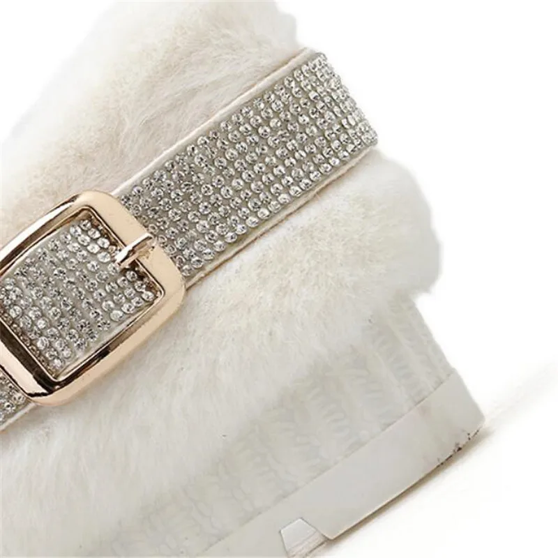 

New Soft Plush Rhinestone Flats platform Cotton Shoes Big Size Winter Casual Sneakers Floor Warm Furry Loafers