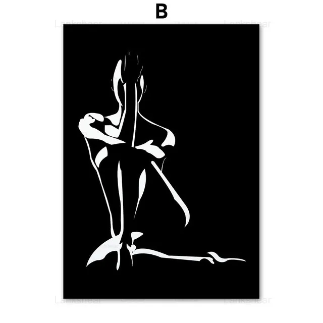 

Black White Sexy Woman Body Art Print Nordic Poster Modern Abstract Wall Art Canvas Painting Wall Pictures For Living Room Decor