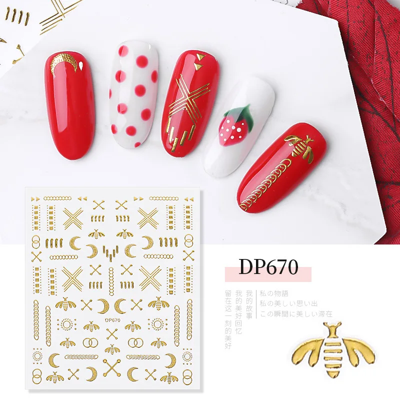 

Explosive Xingyue Nail Sticker Decoration Small Fresh Nail Sticker Adhesive Sticker Symphony Golden 3D Nail Sticker