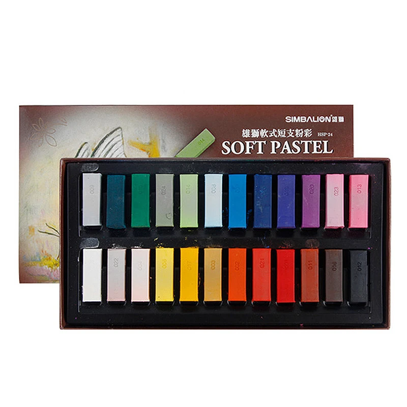

24/48 Color Dust-free Chalk Soft Short Pastel Stick Color Chalk Sketch Powder Brush Soft Pastel Pastel Stick