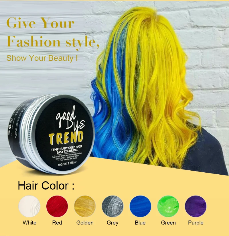 

PURC 2021 hot selling good dye trend 7 colors hair color 100ml instrant hair dye wax fashion hair care hair styling products