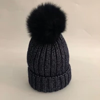 zjbechahmu fashion new real fox fur mink pompoms hats for casual winter wool warm pompom skullies beanies hat caps for women