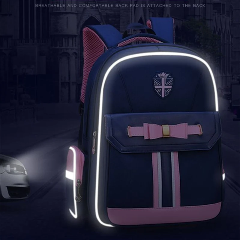 British style fashion bow children's school backpack for teen girls Reduce the burden schoolbags Waterproof kids school bag