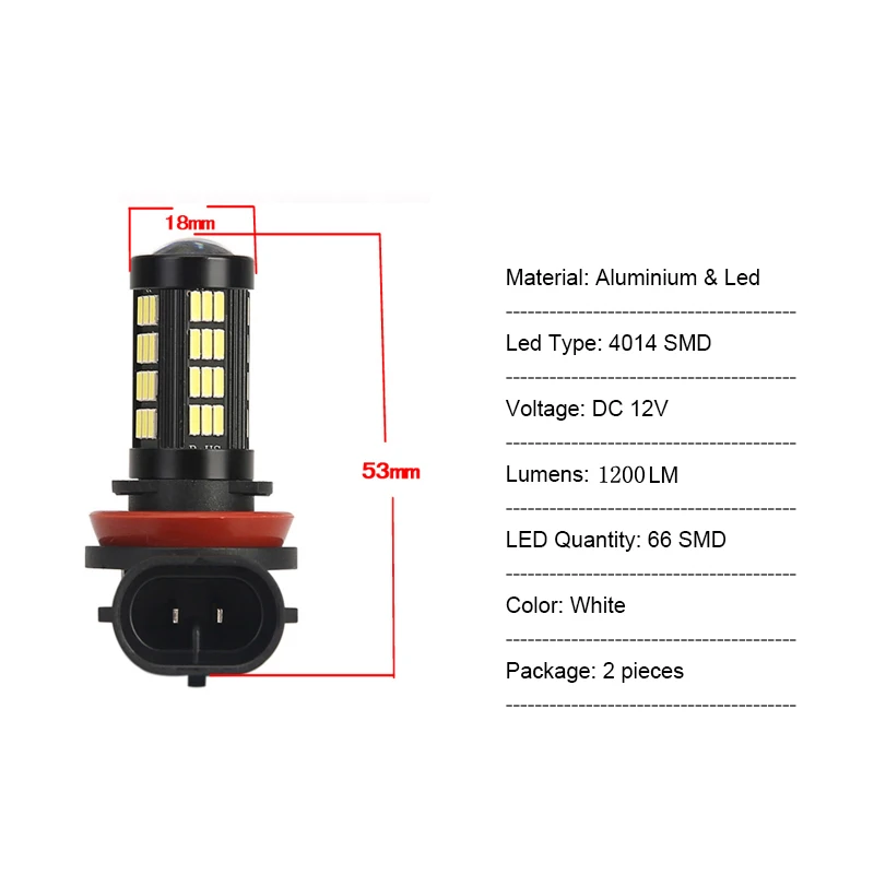 2x Супер Белый H8 H11 CREE чип светодиодные противотуманные фары для вождения лампы
