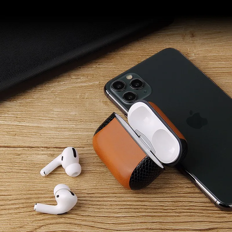 Чехол из искусственной кожи для Apple Airpods Pro противоударный чехол 2019 беспроводных