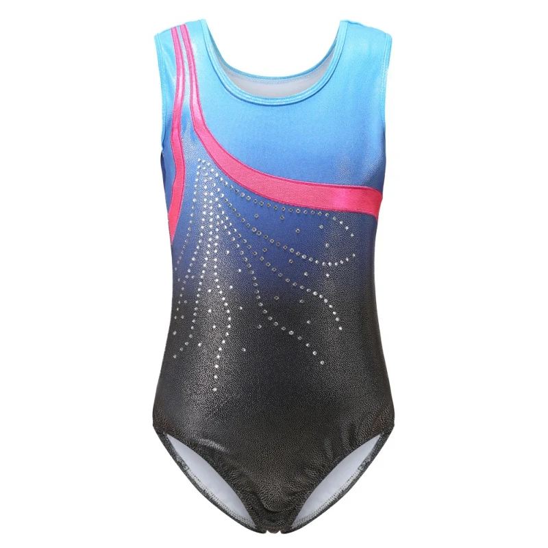 

Gymnastics Playsuits Girls Sleeveless Ballet Leotard One-Piece Rhineston Glitter Professional Dance Clothes