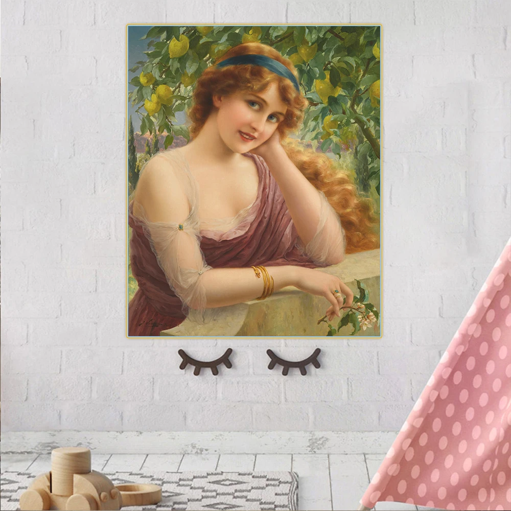 Цитон эмиле Вернон Girl девушка в лимонах Canvas Холст Картина маслом Очаровательная