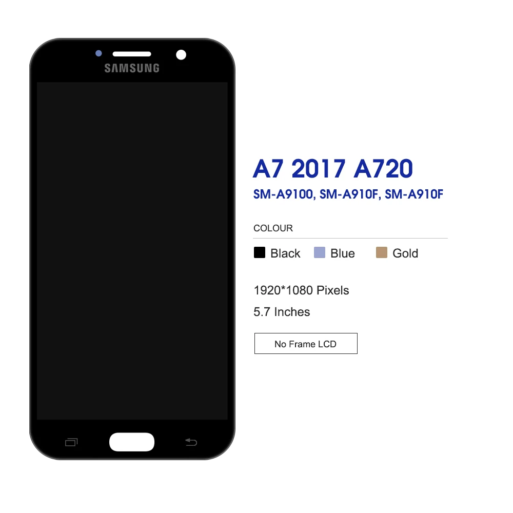 100% протестированный ЖК дисплей для Samsung Galaxy A7 2017 A720 A720F A720S с сенсорным экраном и