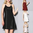 2021 Для Женщин Атласная Ночная рубашка пикантные подол в форме лотоса платье на петельках; Сорочка Мини-ночная рубашка