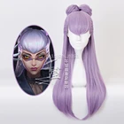 KDA Baddest Evelynn Длинный фиолетовый парик с булочками Косплей Костюм KDA термостойкие синтетические волосы женские парики для игр