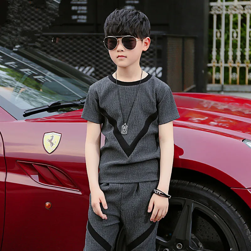 Летние хлопковые комплекты для мальчиков с коротким рукавом Новинка 2021