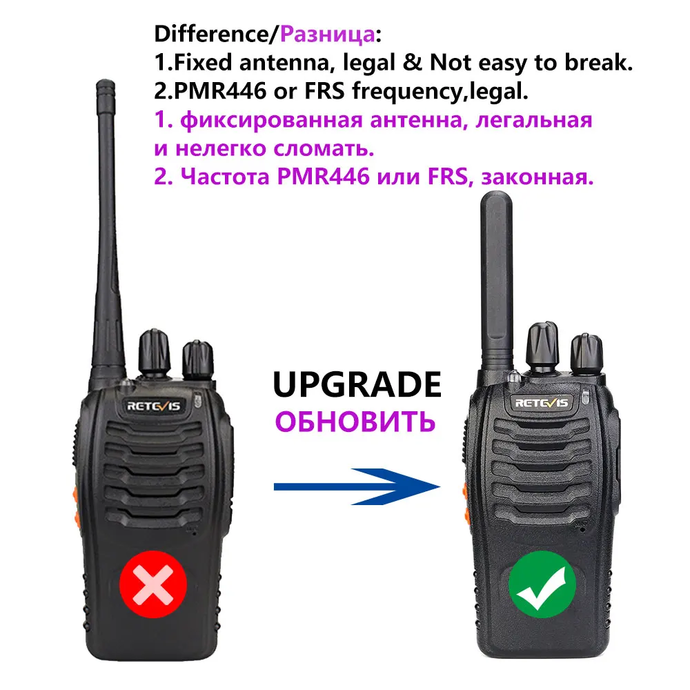 walkie talkie retevis h777 plus pmr 446 walkie talkies 1 or 2 pcs handy two way radio frs ptt radio for hunting hotel restaurant free global shipping