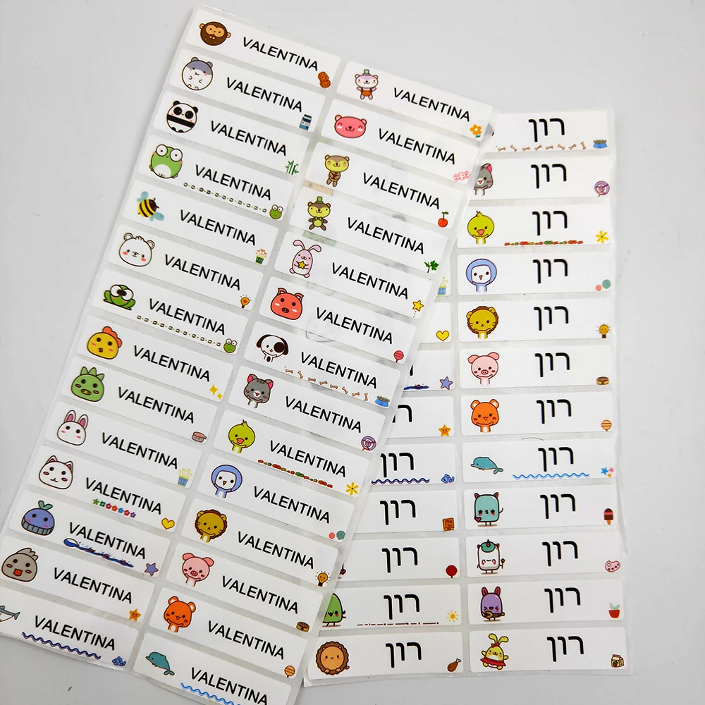 Водонепроницаемые наклейки с именами в виде маленьких животных из мультфильмов
