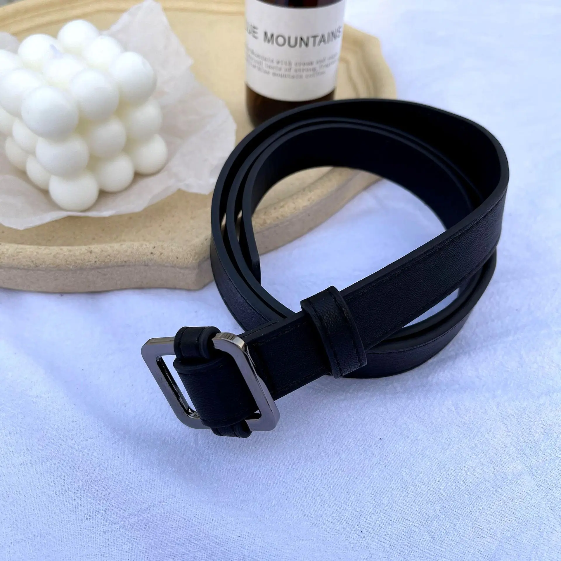 

Korean Version Of The New Square Buckle Belt Men's Punch-free Belt Fashion Summer Jk Style Japanese Student Decoration Denim