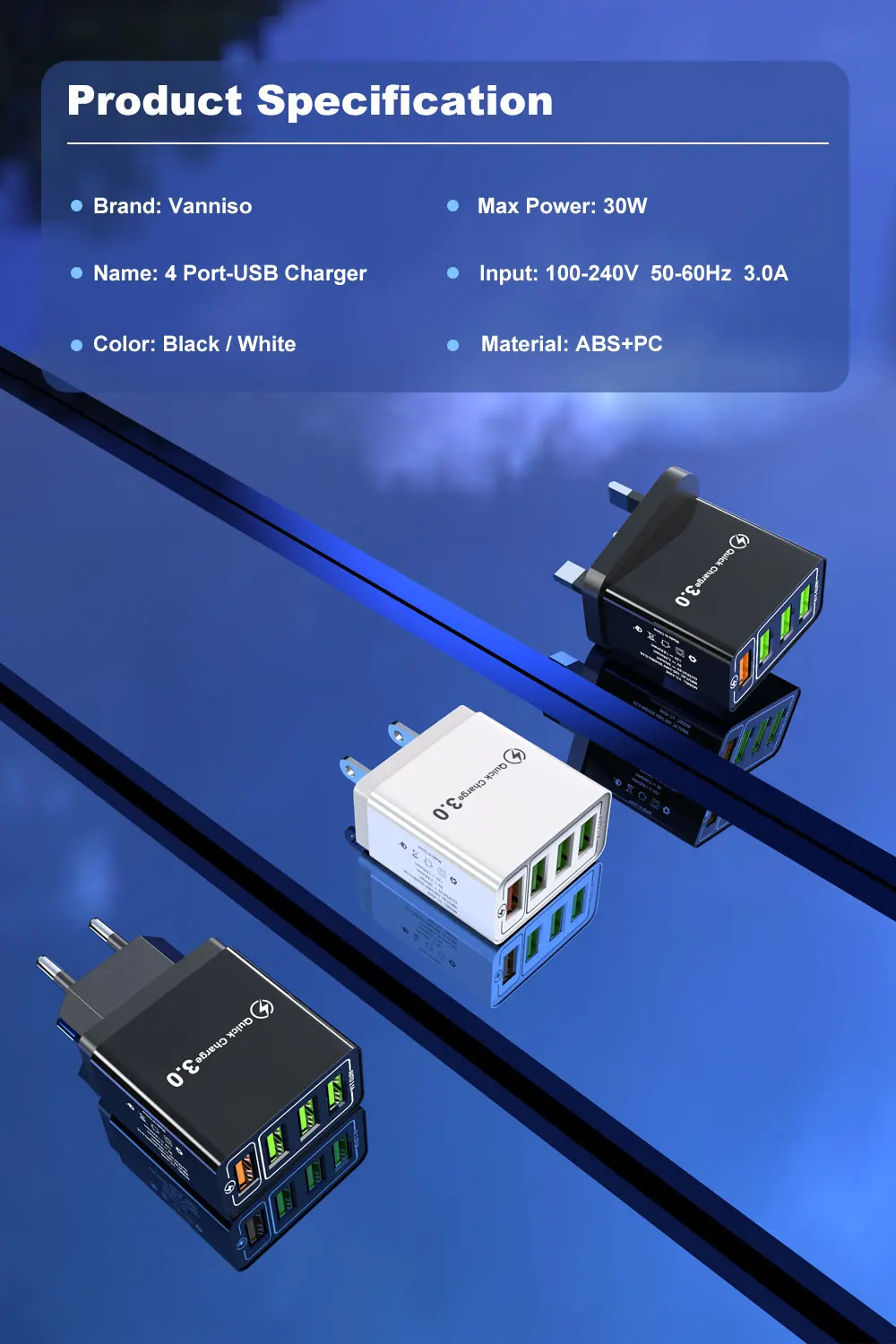30 Вт Быстрая зарядка 5 в 3.1A QC 3,0 USB зарядное устройство для iPhone X 11pro samsung A50 A30 huawei Xiaomi Note 7 8 Быстрая зарядка настенный адаптер