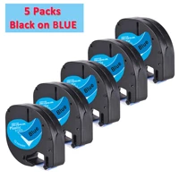 5 pack label world lt91205 label ribbon compatible for dymo lt 12mm4m black on blue plastic label tapes lt 100h