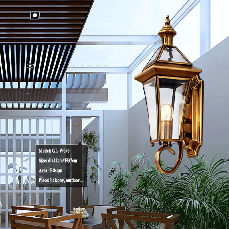 Europe Retro Glass Led Wall Lights Fixtures Lustre Copper Indoor Balcony Lamp Outdoor Waterproof Light Luminarias | Лампы и освещение