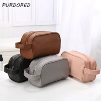 purdored 1 pc solid color men washing bag unisex cosmetic bag for make up travel large toiletry makeup bag organizer pouch case