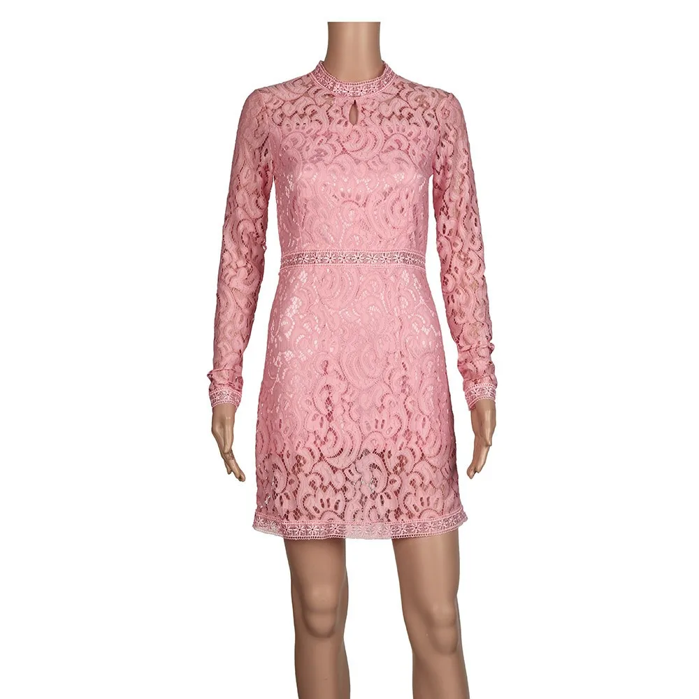 JAYCOSIN женское сексуальное платье длинное открытое розовое вечерние в дырочку