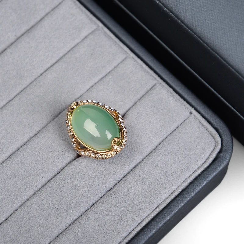 

Oirlv Blue Jewelry Box Round Snap Button Elastic Terms High-grade PU Leather Jewelry Box Anniversary Birthday Gift