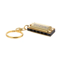 suzuki harmonica mini 5 holes 10 tone harmonica keychain c key golden protable harmonica music instruments in stock music gift