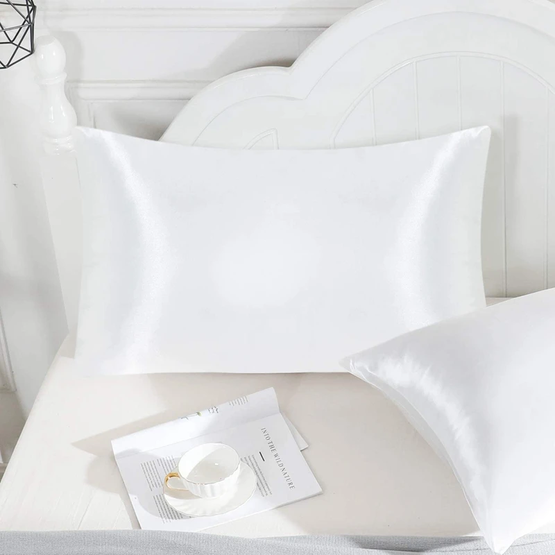 

Satin Pillowcase for Hair and Skin Silk Pillowcase White Soft Pillow Cases 4 Pack 20X30 Inches with Envelope Closure