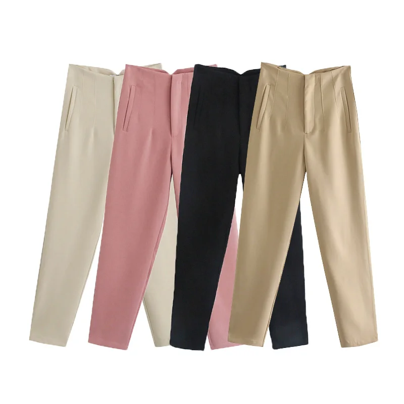 

Women Pants High waist Pants Black White Pink Casual Trousers Woman Summer Fashion Trouser Funky Streetwear Pants