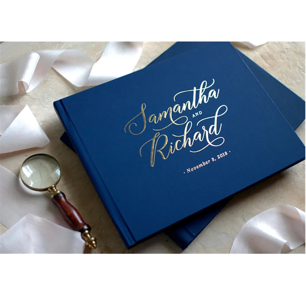 Индивидуальная монограмма ВМС фольга гостевая книга свадебная с именами и