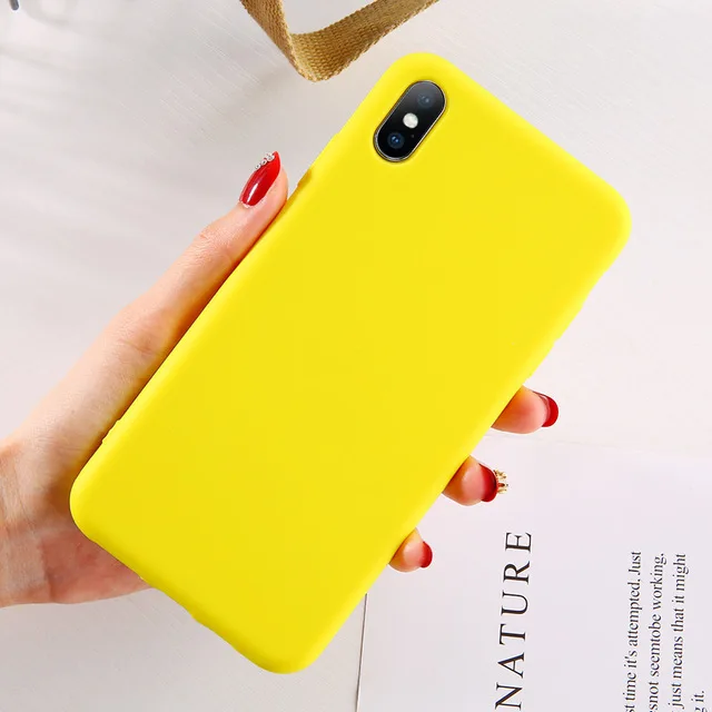 Yellow KJOEW карамельный цвет чехол для телефона s для iphone 11 Pro Max XR X XS Max 6 6S 7 8 Plus милый простой однотонный Мягкий силиконовый чехол - Цвет: Yellow