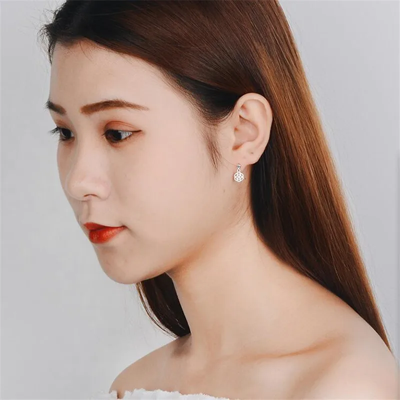 New Personality Rose Female Korean Style 925 Sterling Silver Jewelry Fashion Design Hollow Flower Crystal Stud Earrings SE800 |