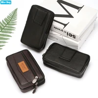 universal leather belt pack wallet phone pouch for iphone samsung huawei xiaomi case phone holster waist bag purse phone bag
