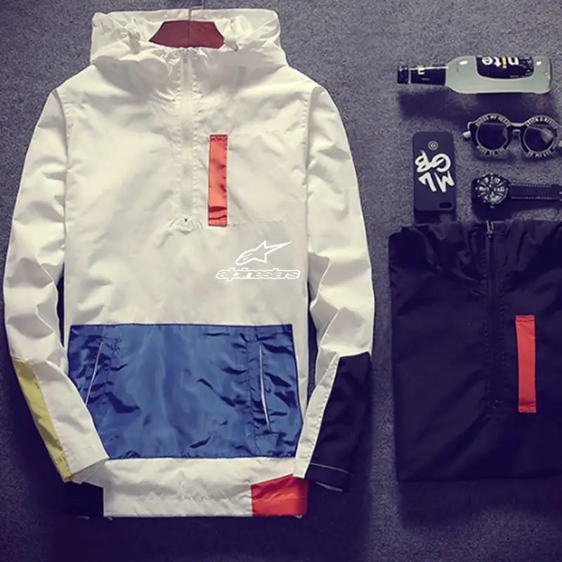 

2021 New Fashion Spring And Autumn Street Jacket Men's Windbreaker Hooded Thin Zipper Casual Men's Jacket