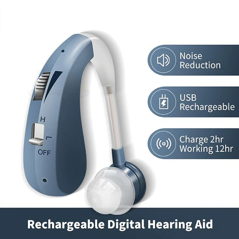 

Rechargeable Mini Digital Hearing Aid Sound Amplifiers Wireless Ear Aids for Elderly Moderate to Severe Loss