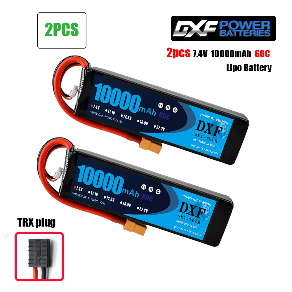 2PCS2S10000SoftTRX DXF RC автомобиль Lipo батарея 2S 7,4 V 10000mah 60C Max120C Rc самолет автомобиль Parrot Bebop 2 Дрон 11,1 V 2700mah запасное ядро - Цвет: 2PCS2S10000SoftTRX