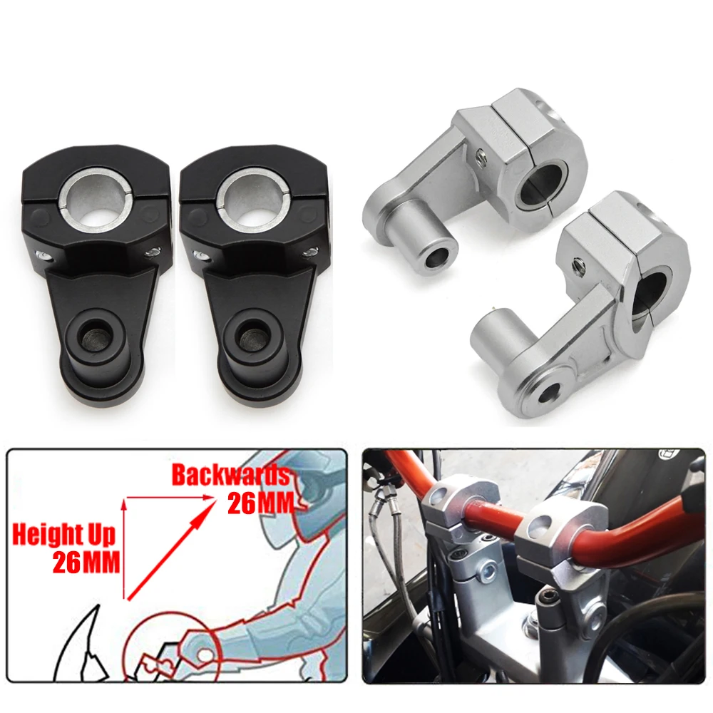 

KEMiMOTO Motorcycle Handlebar Riser 22mm/28mm Bars Clamp riser 2 Inch Pivoting for Kawasaki for BMW for Yamaha Mount Clamps