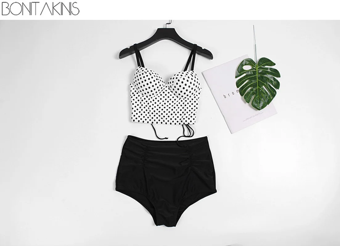 Bonitakinis в черный горошек для маленьких девочек с принтом сексуальные пуш-ап бикини