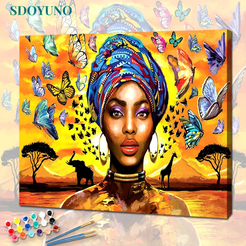 

SDOYUNO Acrylic Paint By Numbers Figure DIY 60x75cm Oil Painting By Numbers Women Canvas Painting Home Decor Wall Art