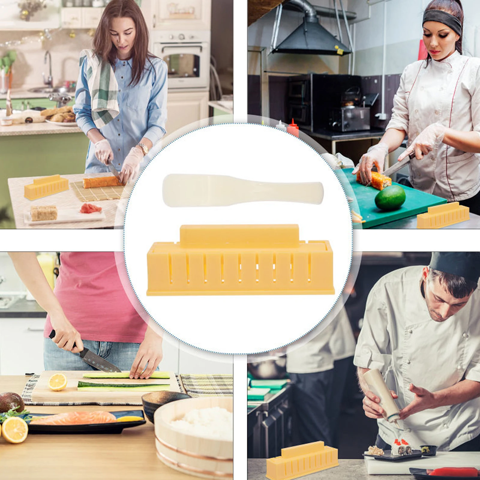 

Sushi Maker Equipment Kit,Japanese Rice Ball Cake Roll Mold Sushi Multifunctional Mould Making Sushi Tools