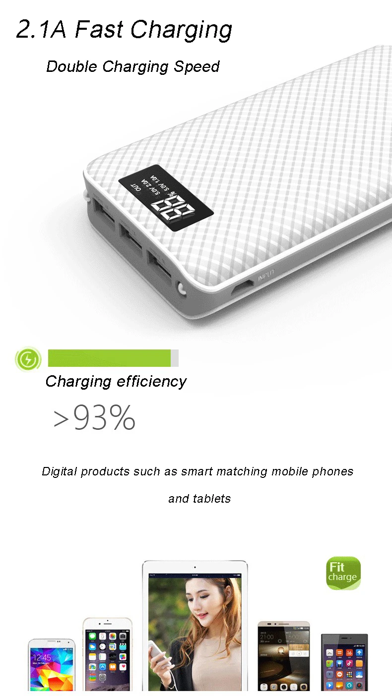 Портативное зарядное устройство 10000mAh батарея банка сотового телефона резервная батарея 5 V/2.1A литий-полимерная батарея три usb-порта для зарядки
