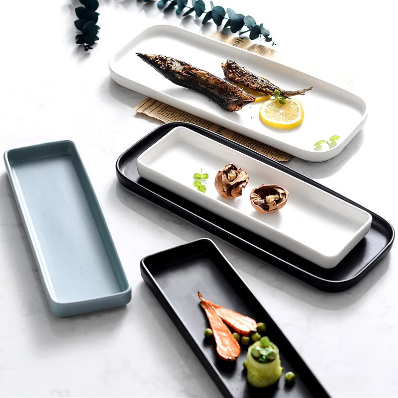 Минималистичная длинная обеденная тарелка в скандинавском стиле кухонная