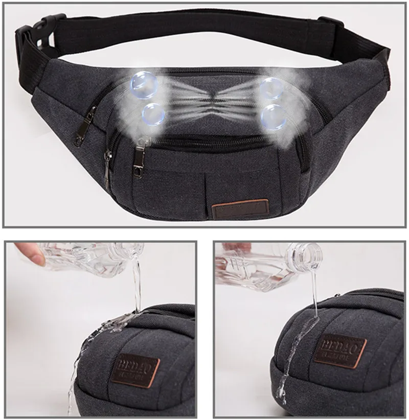

Canvas messenger waist bag men's multifunctional outdoor leisure sports cycling mobile phone bag