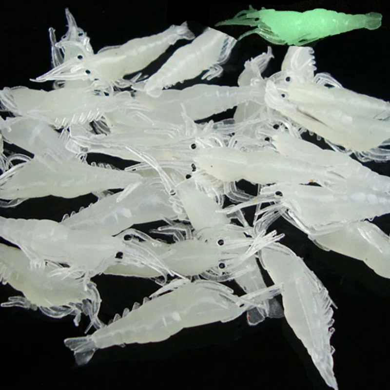 

10 Pcs/Lot Silicone Baits 4cm 1g Soft Fishing Lure Luminous Artificial Shrimp Bait No Hook Sea Fishing Winter Fishing L118