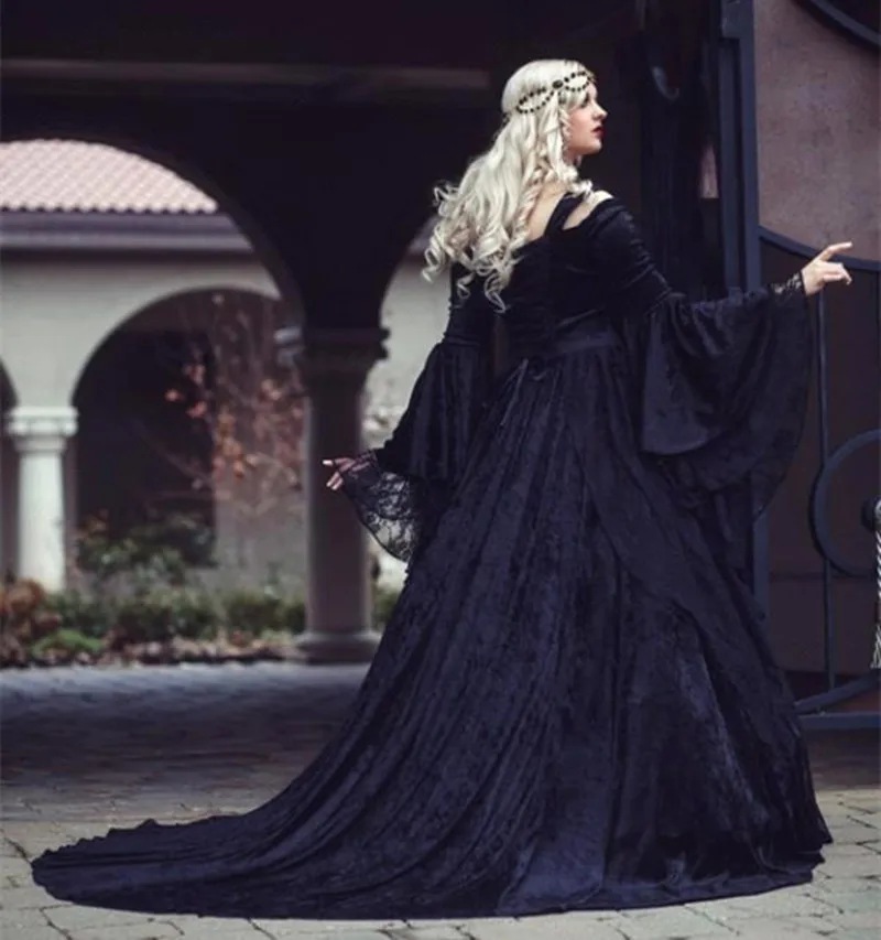 Vestido boda винтажное бальное платье принцессы, свадебное платье, черные кружевные свадебные платья для невесты, испанские подвенечные Свадебные платья с длинными рукавами