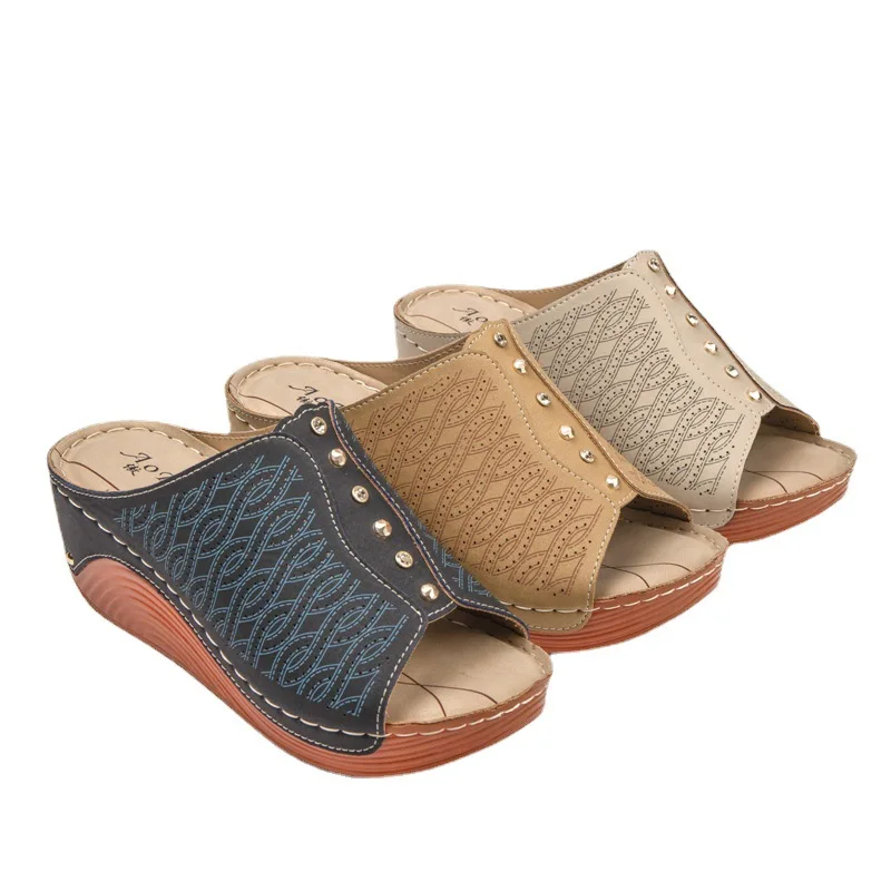 

Women's Sandals Platform 2021 Woman Shoes Heel Retro Breathable Rome Style Female Woman Heel Beach Shoes Woman Femmes Sandales